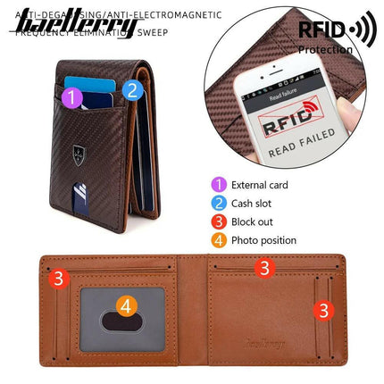 Baellerry Minimalist RFID Koruma Çift Kat Deri Çoklu Kart Cüzdan Erkek Kartlık - Teknoplanet