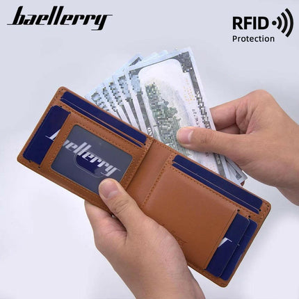 Baellerry Minimalist RFID Koruma Çift Kat Deri Çoklu Kart Cüzdan Erkek Kartlık.