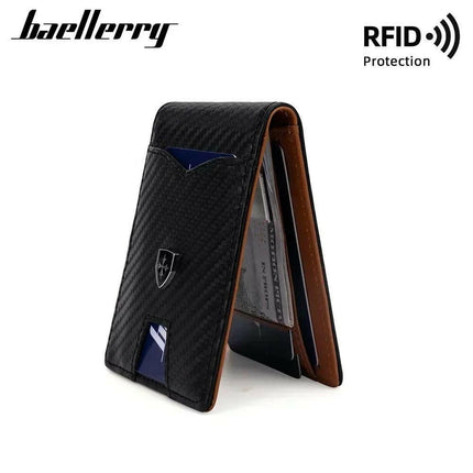Baellerry Minimalist RFID Koruma Çift Kat Deri Çoklu Kart Cüzdan Erkek Kartlık.
