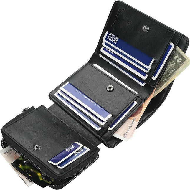 Baellerry Üç Kapılı Deri Çoklu Kart Cüzdanı Kısa Erkek Kartlık.