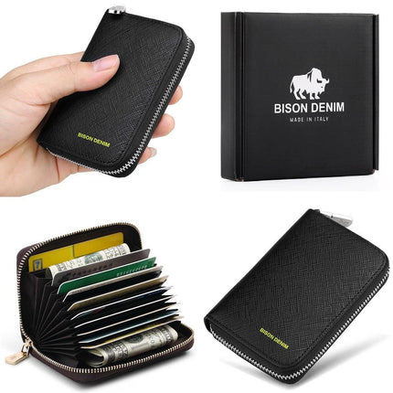 Bison Denim Premium Seri Gerçek Deri-Kısa Erkek Cüzdan Kartlık