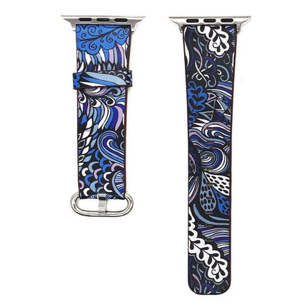 Çiçek Desenli Apple Watch 7 6 5 4 3 42-44 Mm Kordon Kayış Sk06.