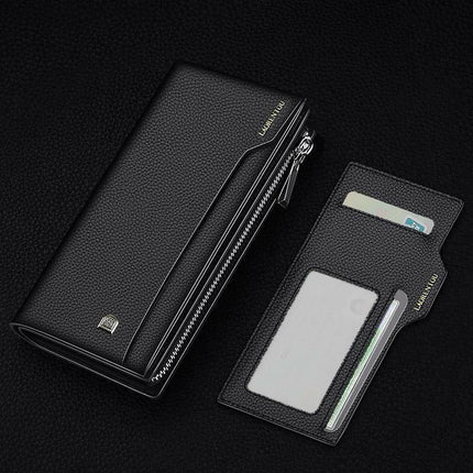 LAORENTOU BUSINESS İTALYAN DERİ-UZUN ERKEK CÜZDAN-ERKEK KARTLIK SİYAH.