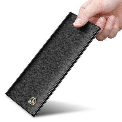 Laorentou Hakiki Deri-Uzun Erkek Cüzdan Kartlık Siyah.