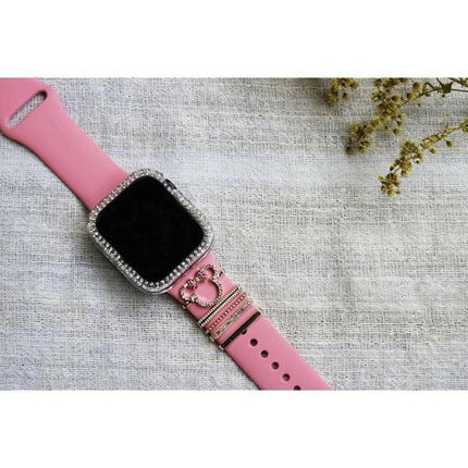 Watch Uyumlu Minnie Figürlü Zirkon Taşlı Saat Kordon Charm Aksesuar Gold Renk.