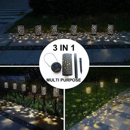 2'li Solar 43 cm Güneş Enerjili Bahçe Lambası Solar Dekoratif Kazık Aydınlatma Balkon Teras Yürüyüş Yolu