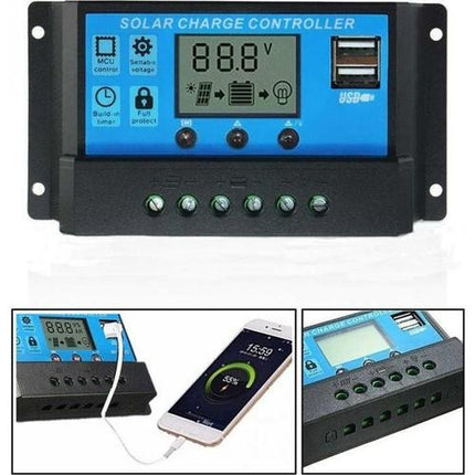 300 adet 20A Dijital Güneş Paneli Solar Akü Şarj Kontrol Cihazı 12V 24V