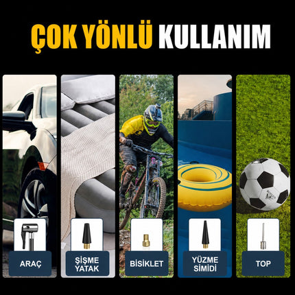 4in1 Akü Takviye Ateşleyici Lastik Şişirme Kompresörü Powerbank LED Işık 150 PSI 8000mAh