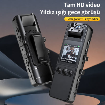 H82 1080P WiFi Vücut Kamerası Full HD Ses ve Video Kayıt Cihazı 180° Döner Lens Gece Görüş 1.3 İnç Ekran