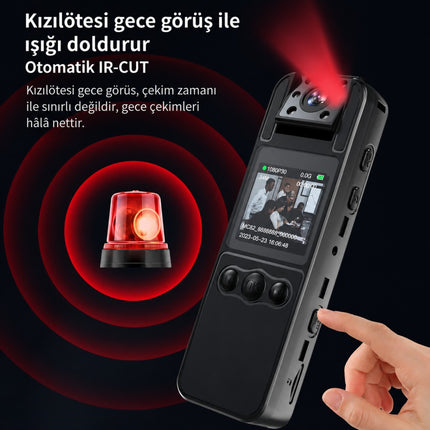 H82 1080P WiFi Vücut Kamerası Full HD Ses ve Video Kayıt Cihazı 180° Döner Lens Gece Görüş 1.3 İnç Ekran