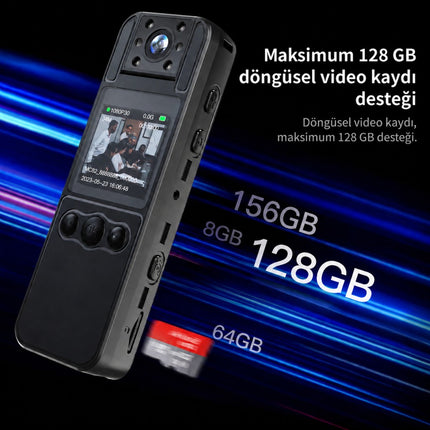 H82 1080P WiFi Vücut Kamerası Full HD Ses ve Video Kayıt Cihazı 180° Döner Lens Gece Görüş 1.3 İnç Ekran