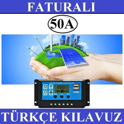 50A Dijital Güneş Paneli Solar Akü Şarj Kontrol Cihazı 12V 24V