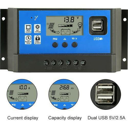 50A Dijital Güneş Paneli Solar Akü Şarj Kontrol Cihazı 12V 24V.