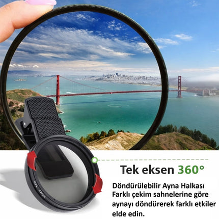 52mm Ultra Clear CPL Polarize Filtre Klipsli Telefon Lens Yansıma Azaltıcı