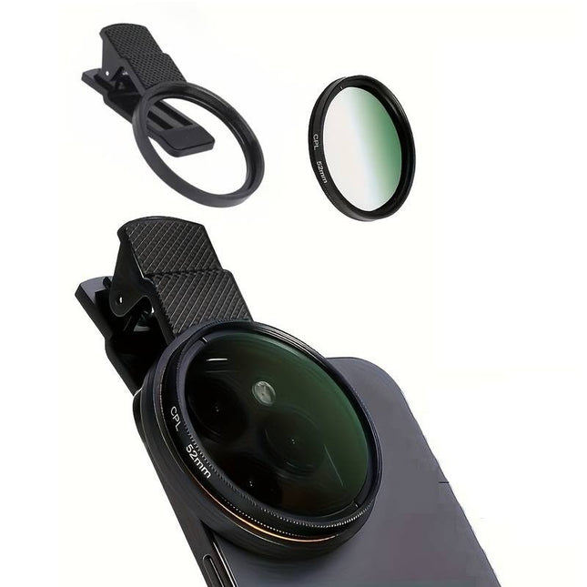 52mm CPL Polarize Telefon Kamera Filtresi Klipsli Döner Yansıma ve Parlama Azaltıcı Lens