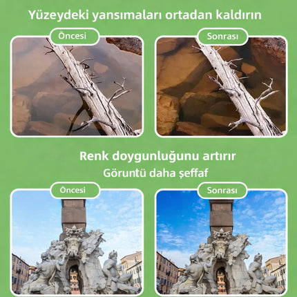 52mm CPL Polarize Telefon Kamera Filtresi Klipsli Döner Yansıma ve Parlama Azaltıcı Lens