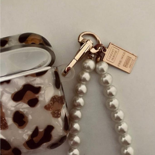 Airpods 1-2 Uyumlu Lüks Leopar Desenli Kulaklık Kılıfı Kopçalı Korumalı Kapak.