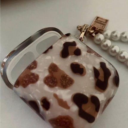 Airpods 1-2 Uyumlu Lüks Leopar Desenli Kulaklık Kılıfı Kopçalı Korumalı Kapak.