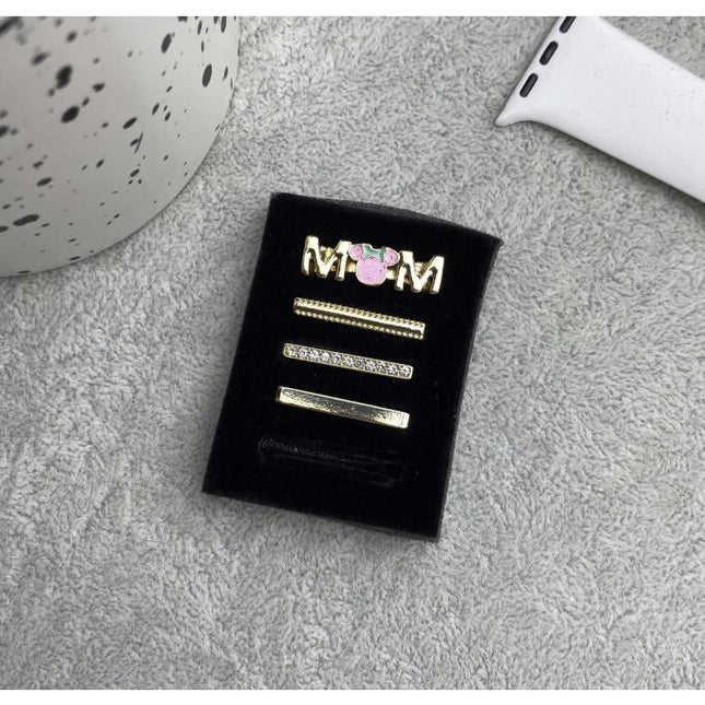 Apple Watch Uyumlu Kordon Aksesuarı Mom Charm Seti Gold