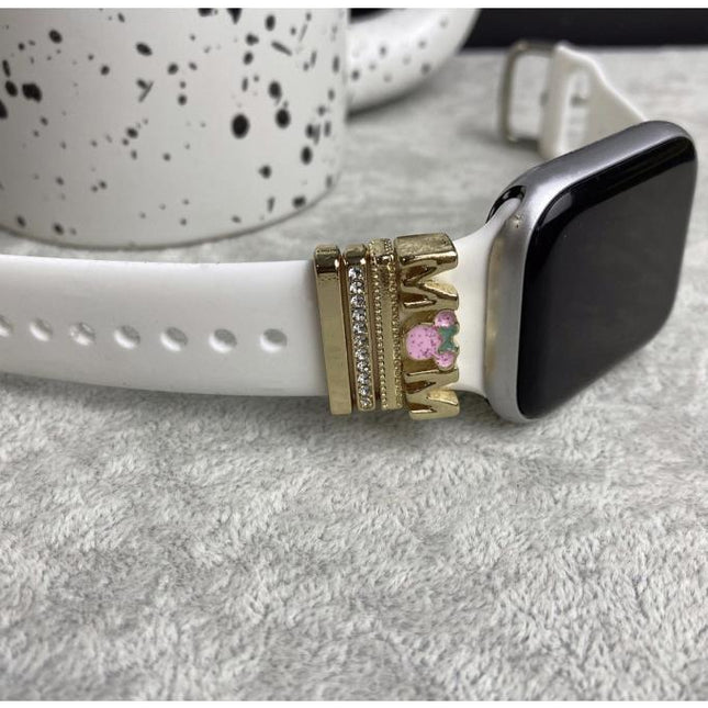 Apple Watch Uyumlu Kordon Aksesuarı Mom Charm Seti Gold