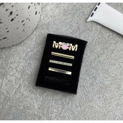 Apple Watch Uyumlu Kordon Aksesuarı Mom Charm Seti Gold.