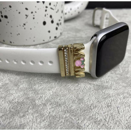 Apple Watch Uyumlu Kordon Aksesuarı Mom Charm Seti Gold.