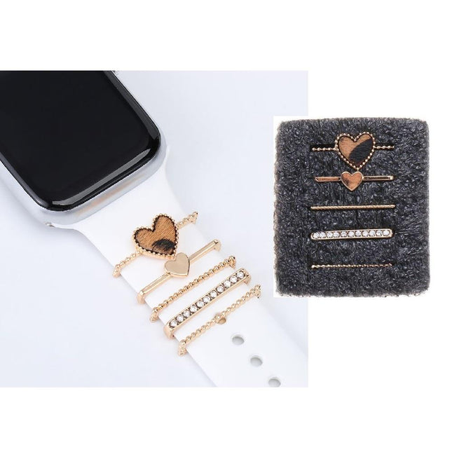 Apple Watch Uyumlu Leopar Kalpli Kordon Aksesuar/charm Gold Renkli