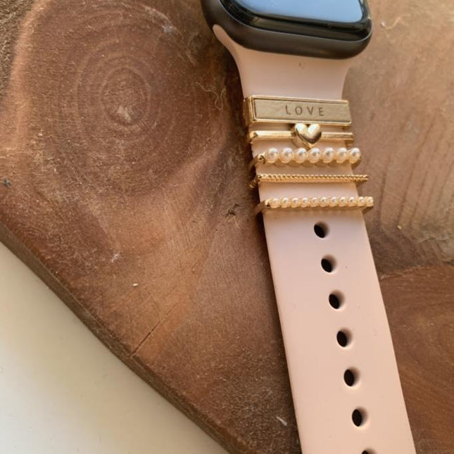 Apple Watch Uyumlu Love Yazılı Kordon Aksesuar/charm Gold Renkli