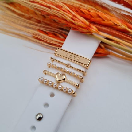 Apple Watch Uyumlu Love Yazılı Kordon Aksesuar/charm Gold Renkli