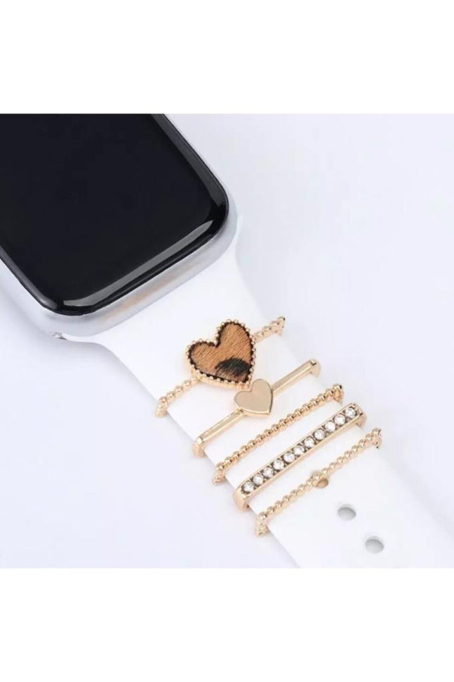Apple Watch Uyumlu Leopar Kalpli Kordon Aksesuar/charm Gold Renkli
