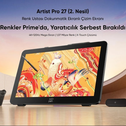 Artist Pro 27 (Gen 2) Ekranlı Çizim Tableti | 27" 4K 120Hz Dokunmatik Ekran | 16384 Basınç | X3 Pro | Calman Sertifikalı