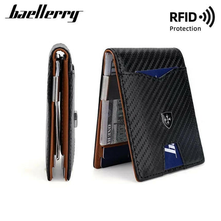 Baellerry Minimalist RFID Koruma Çift Kat Deri Çoklu Kart Cüzdan Erkek Kartlık.
