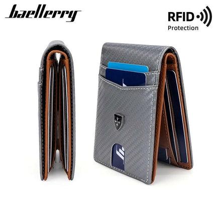 Baellerry Minimalist RFID Koruma Çift Kat Deri Çoklu Kart Cüzdan Erkek Kartlık.
