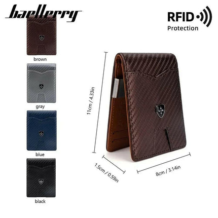 Baellerry Minimalist RFID Koruma Çift Kat Deri Çoklu Kart Cüzdan Erkek Kartlık.