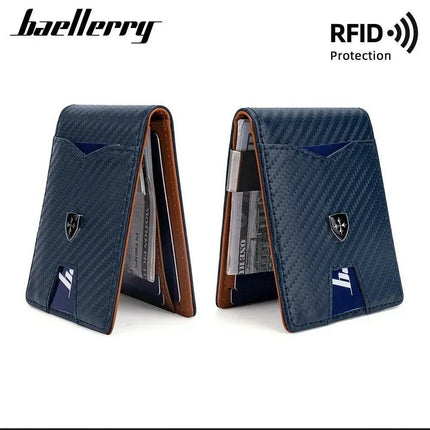 Baellerry Minimalist RFID Koruma Çift Kat Deri Çoklu Kart Cüzdan Erkek Kartlık.