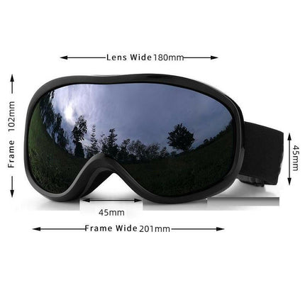 Çift Katman Anti-Sis Siyah Lens UV Snowboard Kayak Gözlüğü.