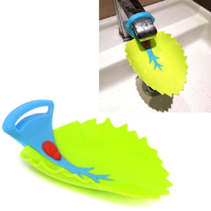 Çocuklar İçin Sevimli Eğitici Musluk Uzatma Başlığı Yaprak Mavi Sap.