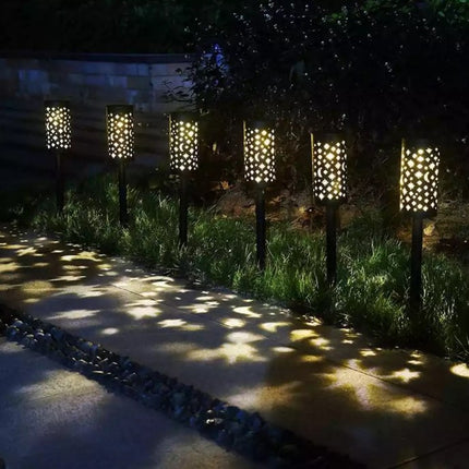 2'li Güneş Enerjili 43 cm Bahçe Lambası Solar Dekoratif Kazık Aydınlatma Balkon Teras Yürüyüş Yolu