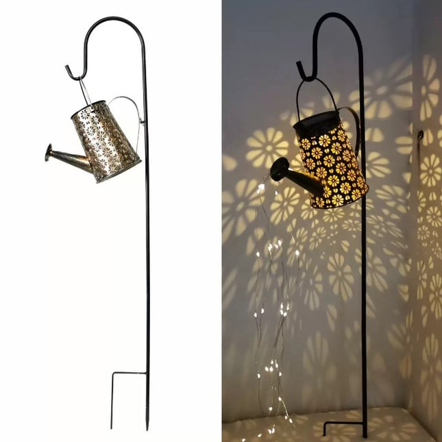 Güneş Enerjili 85 cm Sulama Kovası Bahçe Aydınlatması Dekoratif Solar LED Şelale Efektli Dış Mekan Lambası