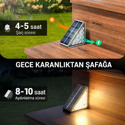 6'lı Solar Basamak Işığı 10 LED Güneş Enerjili Merdiven Bahçe Aydınlatması