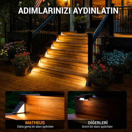 6'lı Solar Basamak Işığı 10 LED Güneş Enerjili Merdiven Bahçe Aydınlatması