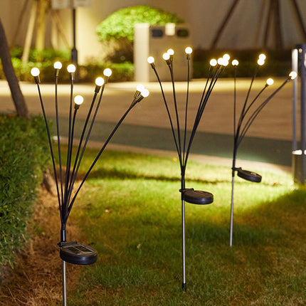 2'li Güneş Enerjili 70 cm Firefly Bahçe Lambası 8 LED Aydınlatma Dekoratif Solar Dış Mekan Balkon Yürüyüş Yolu