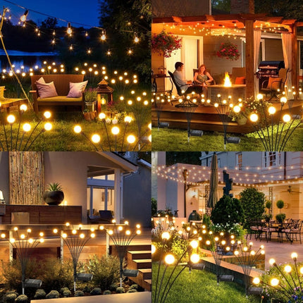 2'li Güneş Enerjili 70 cm Firefly Bahçe Lambası 8 LED Aydınlatma Dekoratif Solar Dış Mekan Balkon Yürüyüş Yolu
