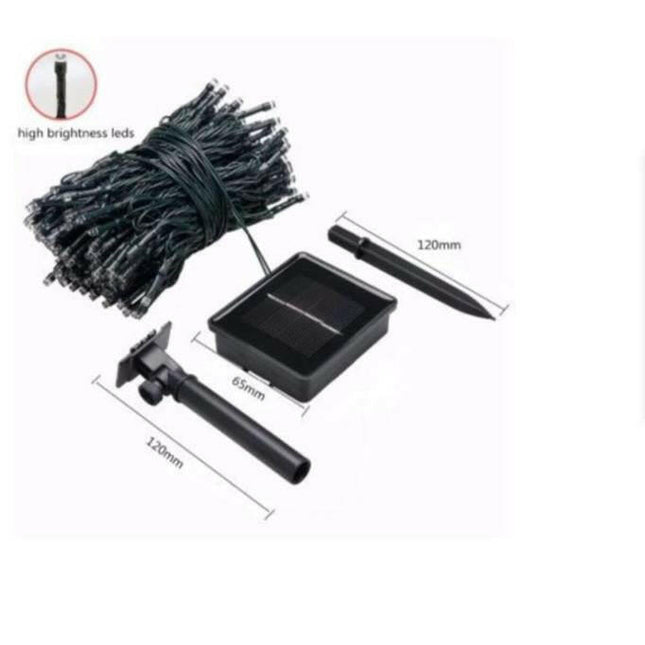 Güneş Enerjili 100 Led 12 M Dize Süs Lambaları Su Geçirmez Dış Mekan Bahçe Aydınlatma.