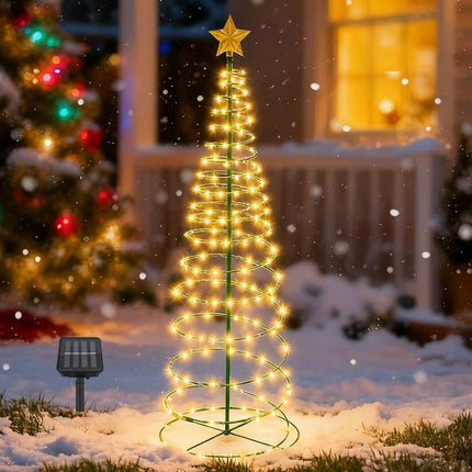 Güneş Enerjili LED Noel Yılbaşı Ağacı Bahçe Solar Balkon Teras Aydınlatması 68 cm 8 Mod Sıcak Beyaz
