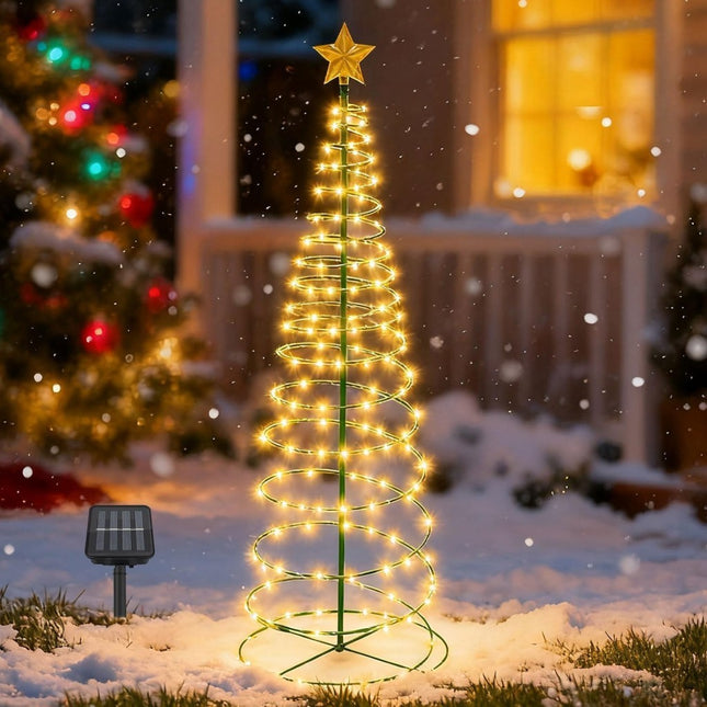 Güneş Enerjili LED Noel Yılbaşı Ağacı Bahçe Solar Balkon Teras Aydınlatması 68 cm 8 Mod Sıcak Beyaz