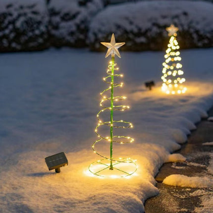 Güneş Enerjili LED Noel Yılbaşı Ağacı Bahçe Solar Balkon Teras Aydınlatması 68 cm 8 Mod Sıcak Beyaz