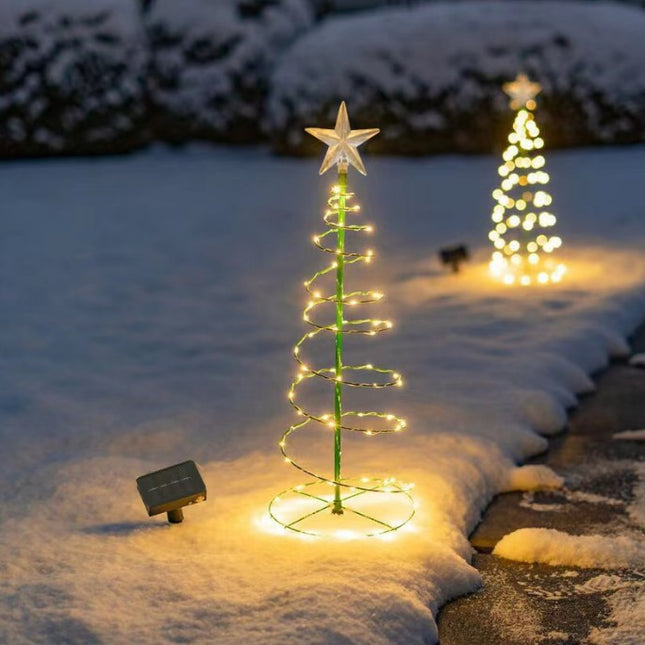 Güneş Enerjili LED Noel Yılbaşı Ağacı Bahçe Solar Balkon Teras Aydınlatması 68 cm 8 Mod Sıcak Beyaz