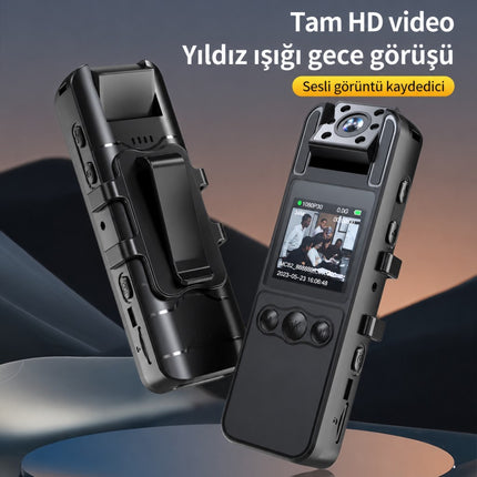 H82 1080P WiFi Vücut Kamerası Full HD Ses ve Video Kayıt Cihazı 180° Döner Lens Gece Görüş 1.3 İnç Ekran