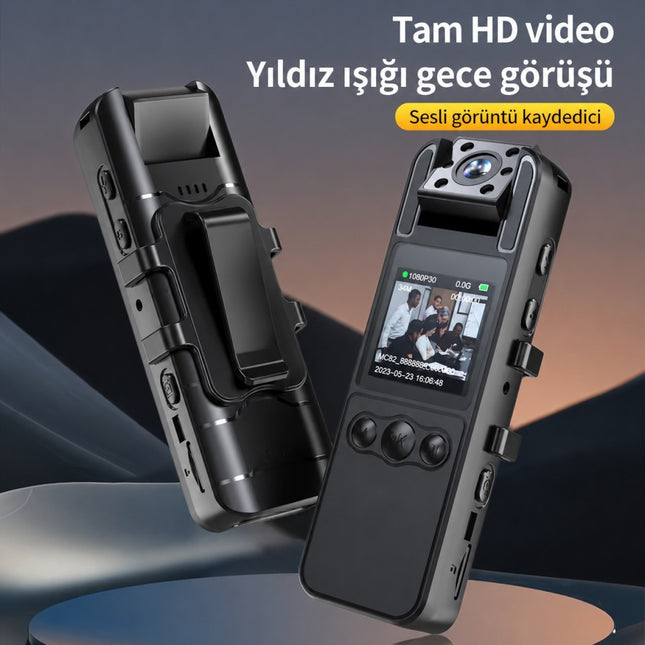 H82 1080P WiFi Vücut Kamerası Full HD Ses ve Video Kayıt Cihazı 180° Döner Lens Gece Görüş 1.3 İnç Ekran